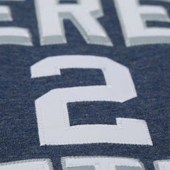 Derek Jeter New York Yankees Legends Collection Vintage Logo Fleece Name & Number Pullover Sweatshirt - Heather Navy | Mitchell & Ness