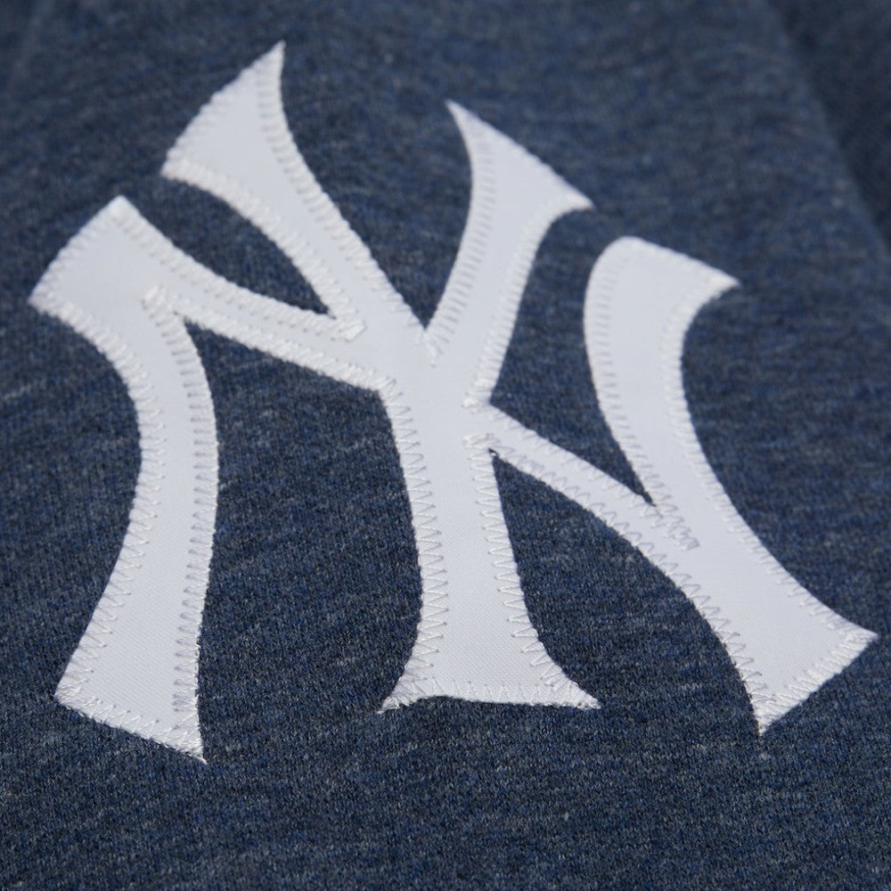 Derek Jeter New York Yankees Legends Collection Vintage Logo Fleece Name & Number Pullover Sweatshirt - Heather Navy | Mitchell & Ness