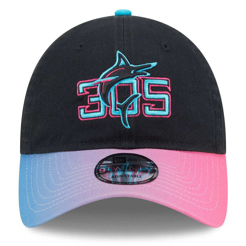 Miami Marlins 2025 City Connect 9TWENTY Adjustable Hat - Black/Pink | New Era