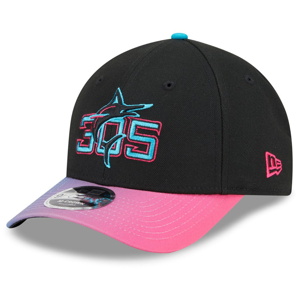 Miami Marlins 2025 City Connect 9FORTY M-Crown Adjustable Hat - Black/Pink | New Era
