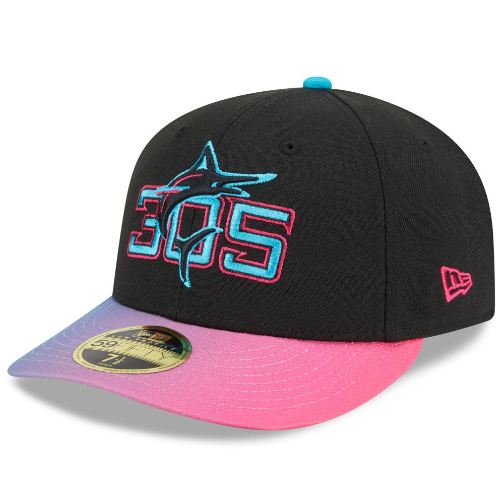Miami Marlins 2025 City Connect Low Profile 59FIFTY Fitted Hat - Black/Pink | New Era