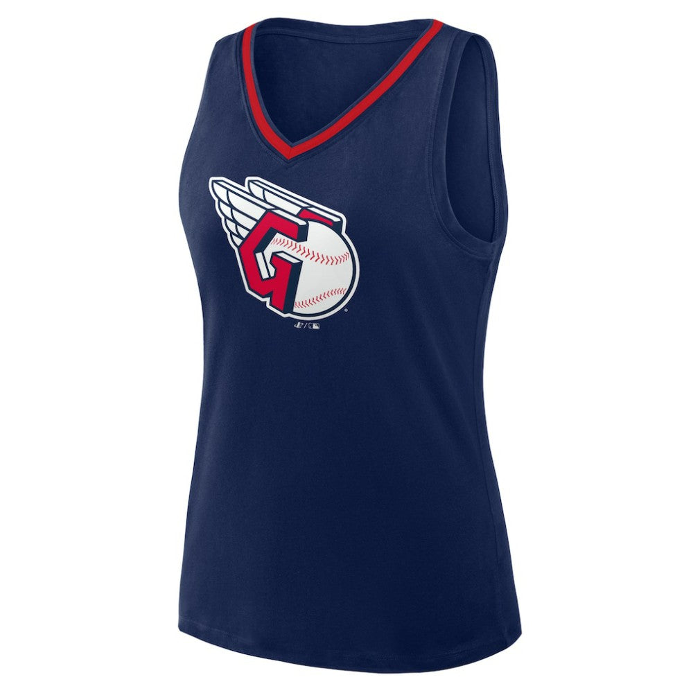Cleveland Guardians Logo Athletic Women's Stellar Win V-Neck Tank Top - Navy