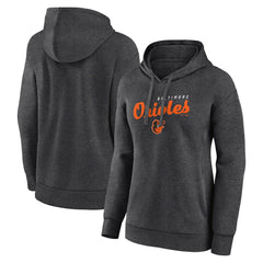 Baltimore Orioles Logo Athletic Women's Logo Triumphant V-Neck Pullover Hoodie - Heather Charcoal
