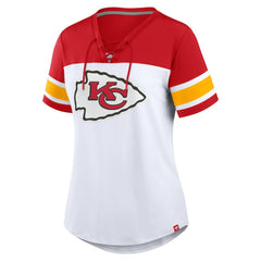 NFL Kansas City Chiefs Women's Athena Lace-Up V-Neck T-Shirt