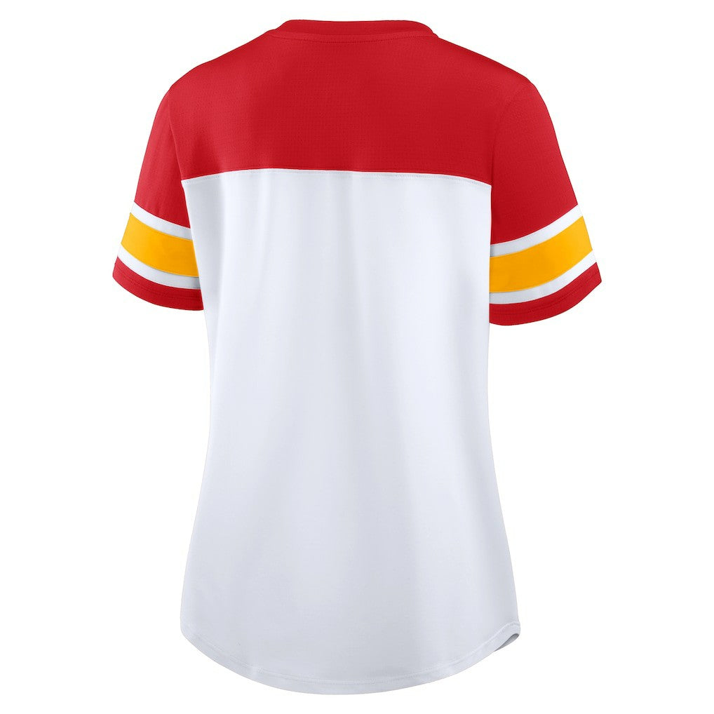 NFL Kansas City Chiefs Women's Athena Lace-Up V-Neck T-Shirt