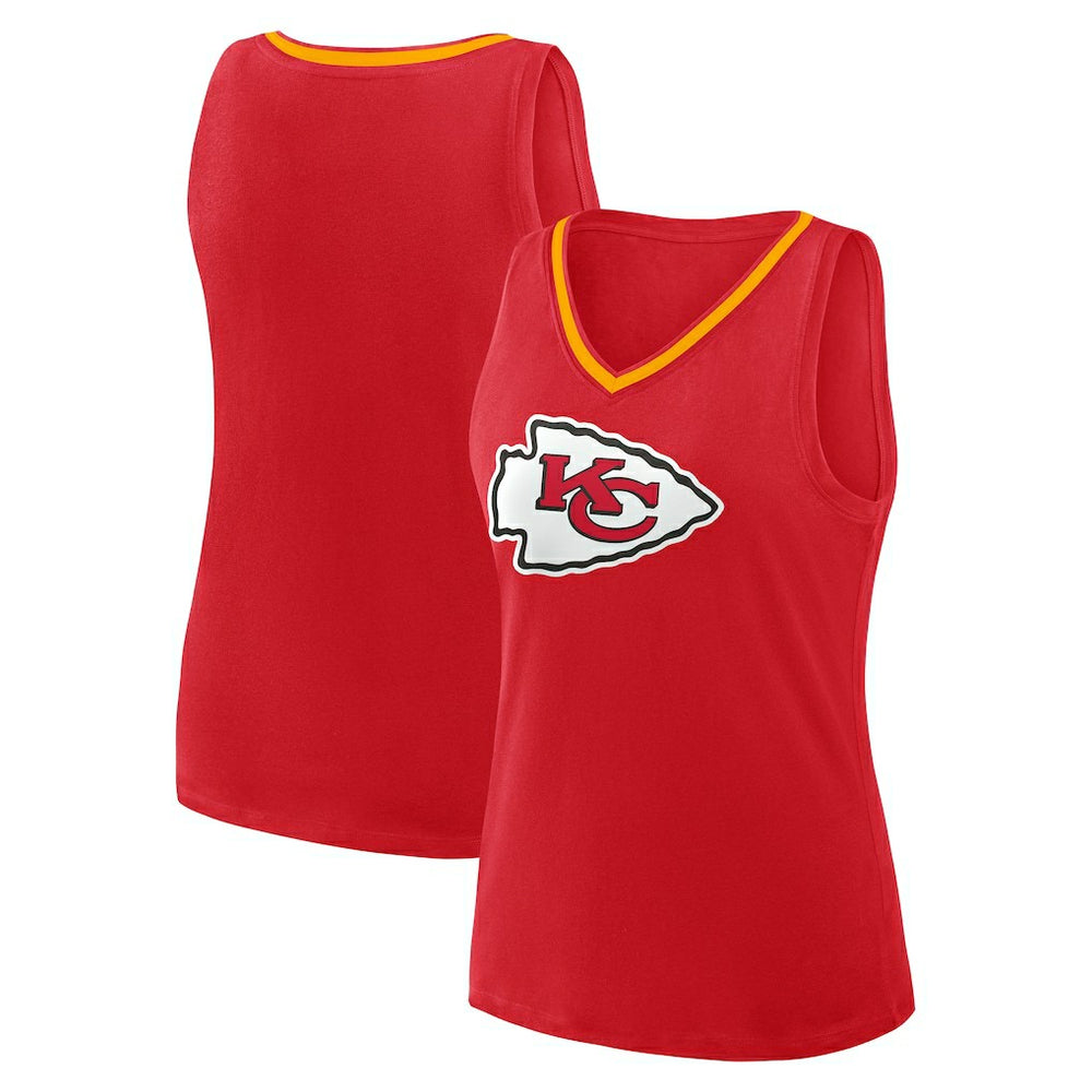 NFL Kansas City Chiefs Logo Athletic Women's Stellar Win V-Neck Tank Top