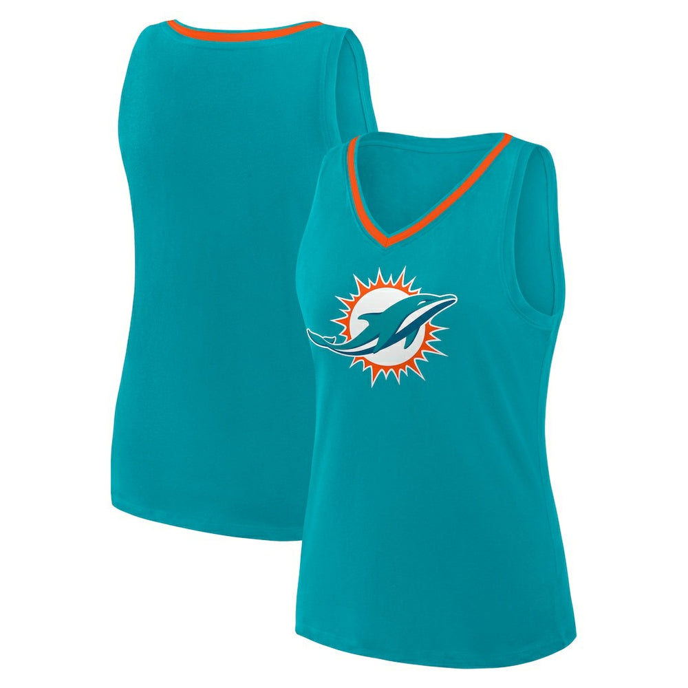 NFL Miami Dolphins Logo Athletic Women's Stellar Win V-Neck Tank Top