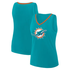 NFL Miami Dolphins Logo Athletic Women's Stellar Win V-Neck Tank Top