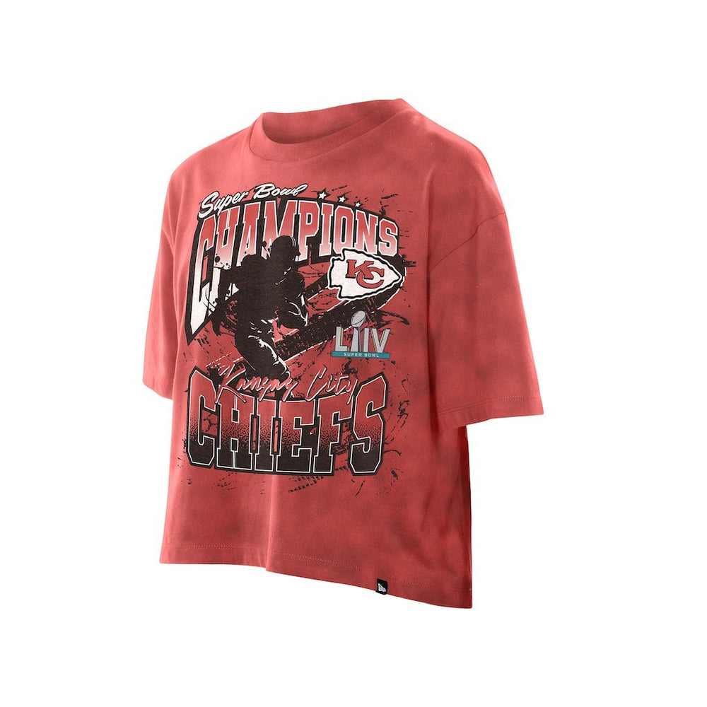 NFL Kansas City Chiefs Women's Cropped Boxy Sport Classics Mineral Wash T-Shirt