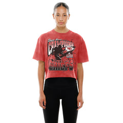 NFL Kansas City Chiefs Women's Cropped Boxy Sport Classics Mineral Wash T-Shirt