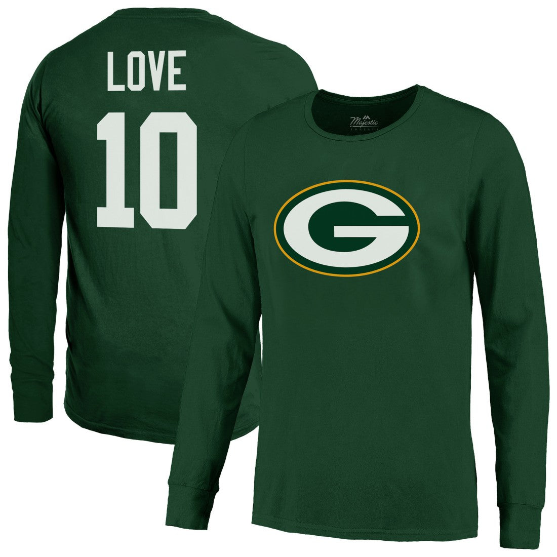 NFL Green Bay Packers Jordan Love  Majestic Threads Name & Number Long Sleeve T-Shirt