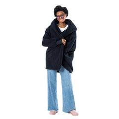 The Best Lounger in the World By Jill Martin Sacramento Kings Unisex Black Oversized Open-Front Hoodie Sweater discount
