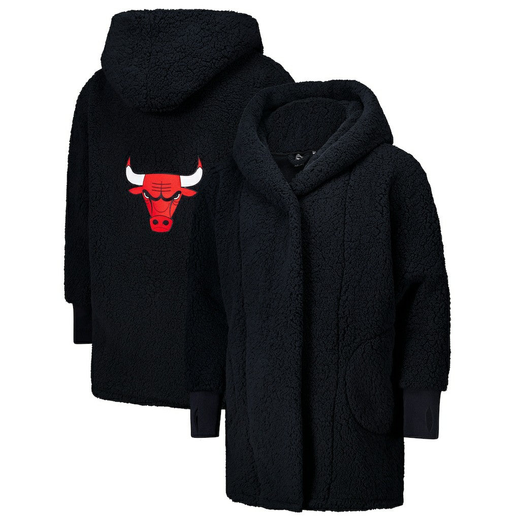 The Best Lounger in the World By Jill Martin Chicago Bulls Unisex Black Oversized Open-Front Hoodie Sweater cheap