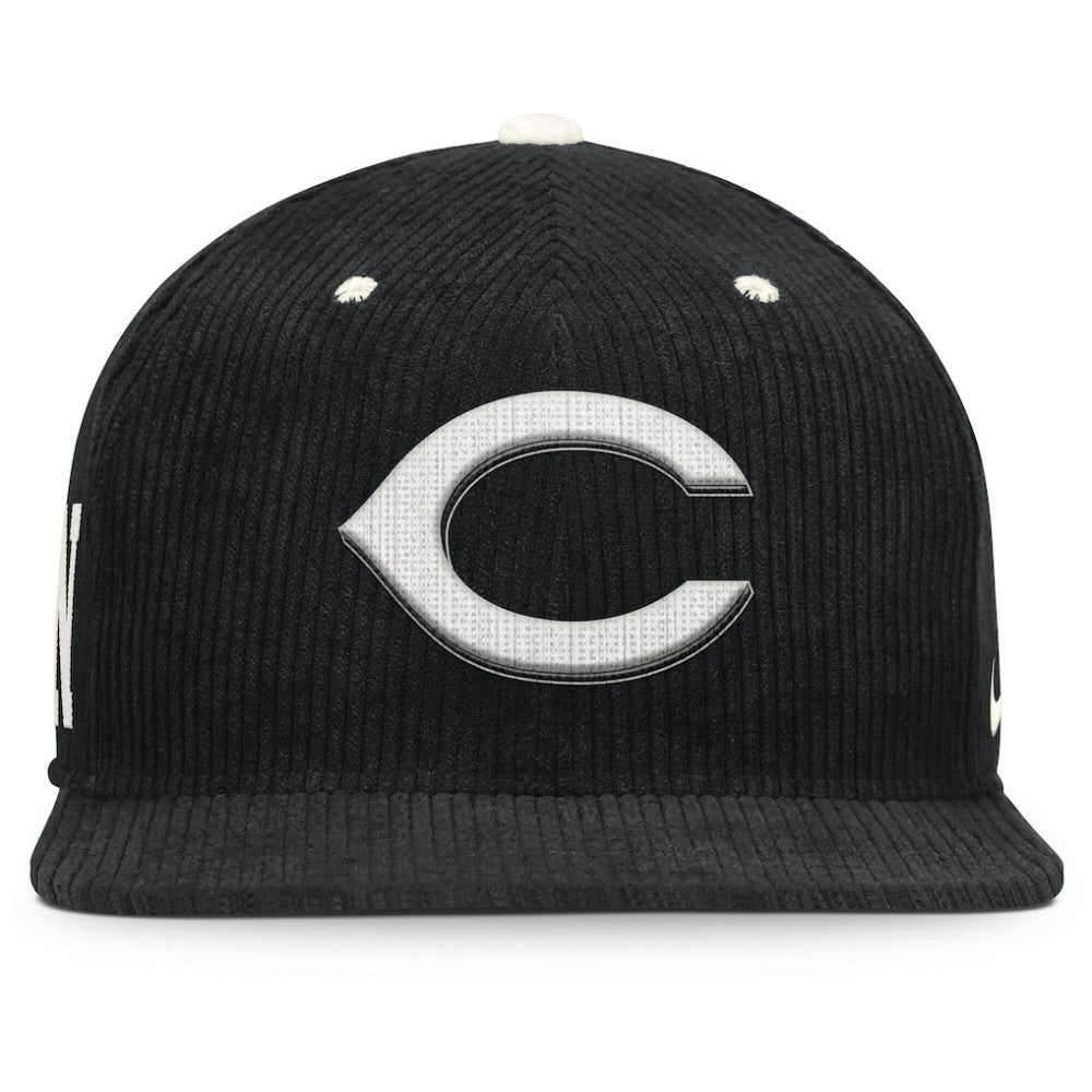 Cincinnati Reds Pro Corduroy Structured Snapback Hat - Black | Nike