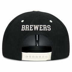 Milwaukee Brewers Pro Corduroy Structured Snapback Hat - Black | Nike