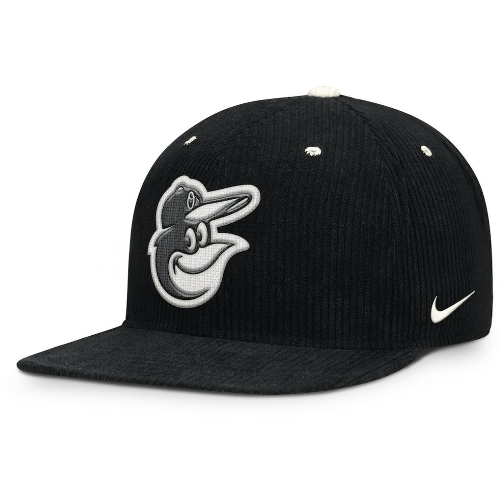 Baltimore Orioles Pro Corduroy Structured Snapback Hat - Black | Nike