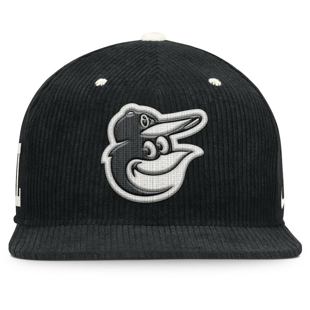 Baltimore Orioles Pro Corduroy Structured Snapback Hat - Black | Nike