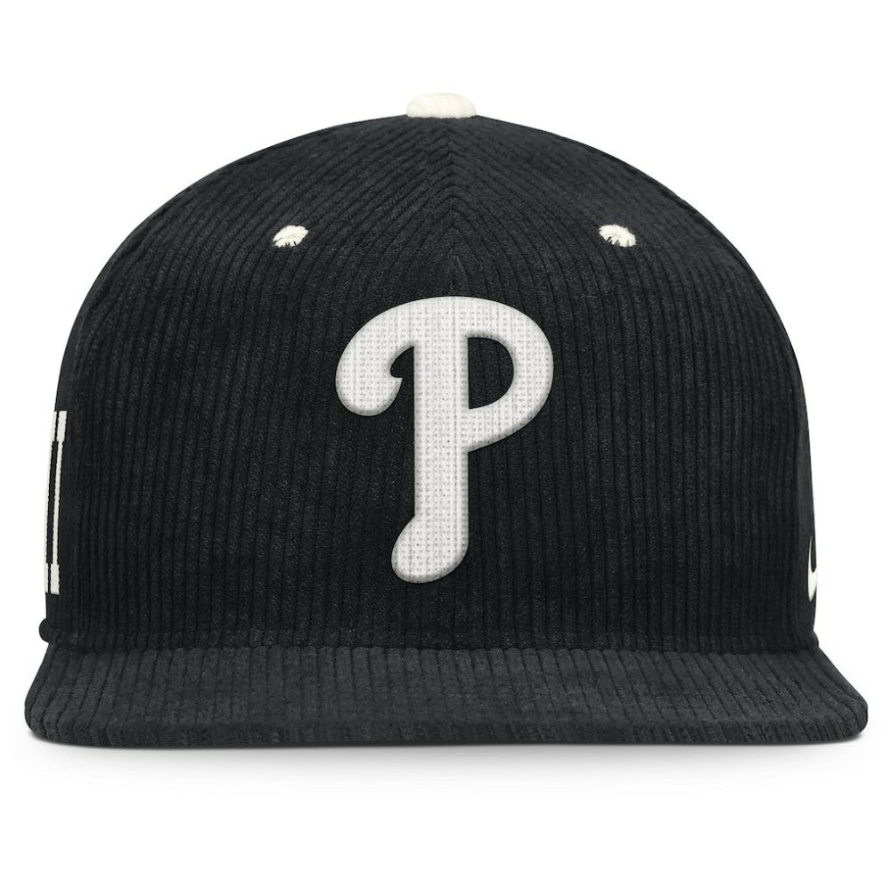Philadelphia Phillies Pro Corduroy Structured Snapback Hat - Black | Nike