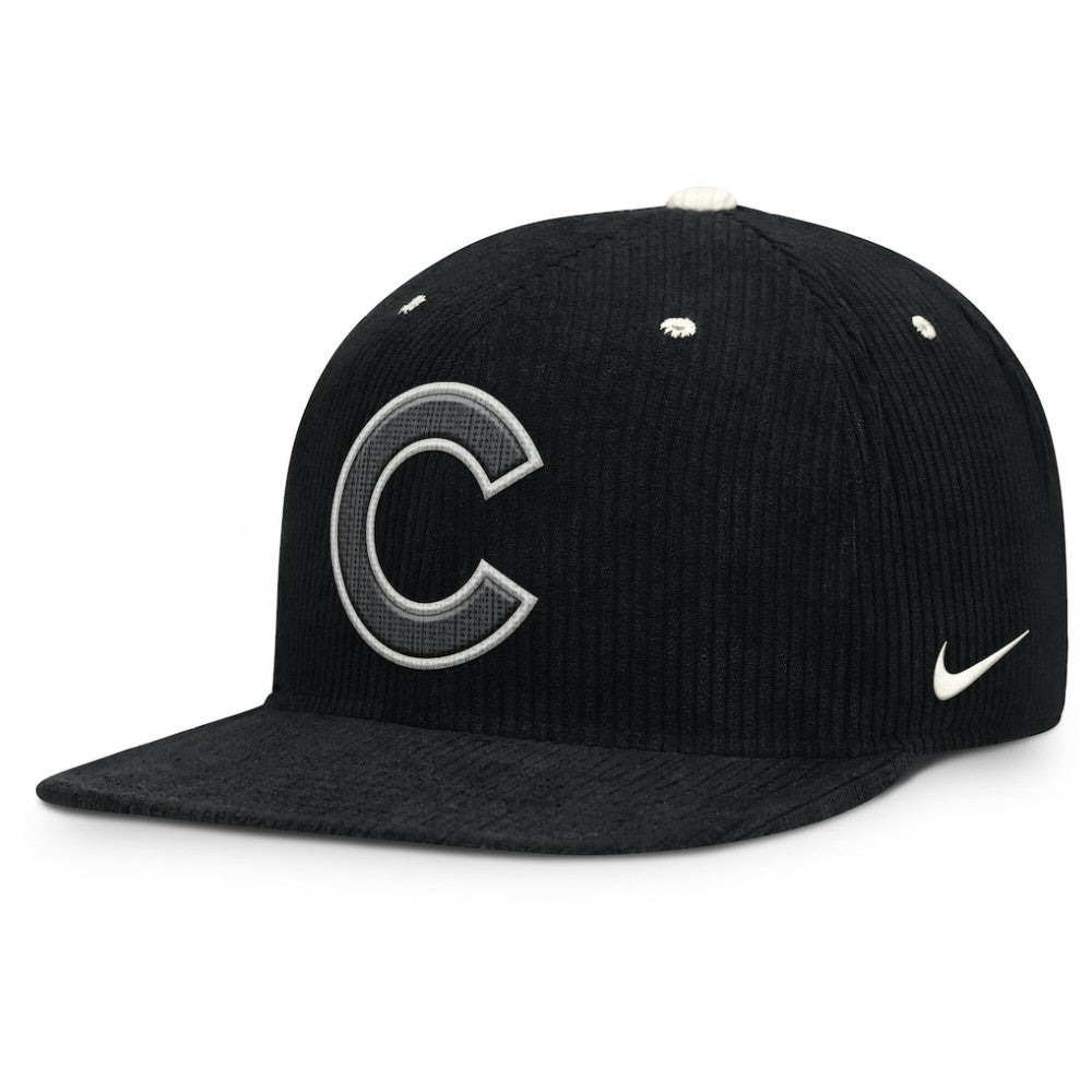 Chicago Cubs Pro Corduroy Structured Snapback Hat - Black | Nike