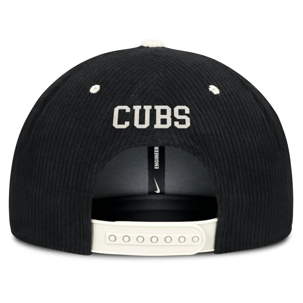 Chicago Cubs Pro Corduroy Structured Snapback Hat - Black | Nike
