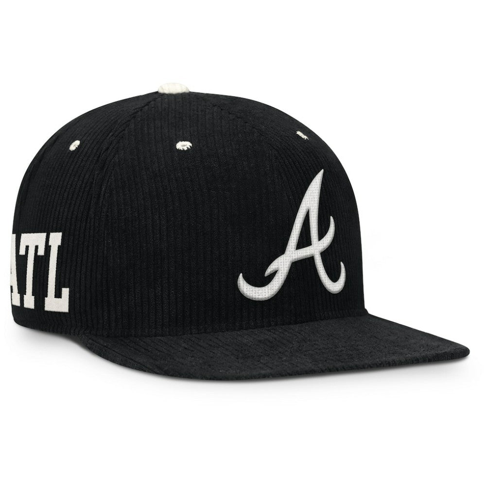 Atlanta Braves Pro Corduroy Structured Snapback Hat - Black | Nike
