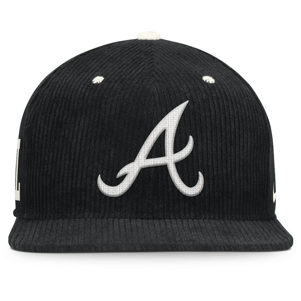 Atlanta Braves Pro Corduroy Structured Snapback Hat - Black | Nike