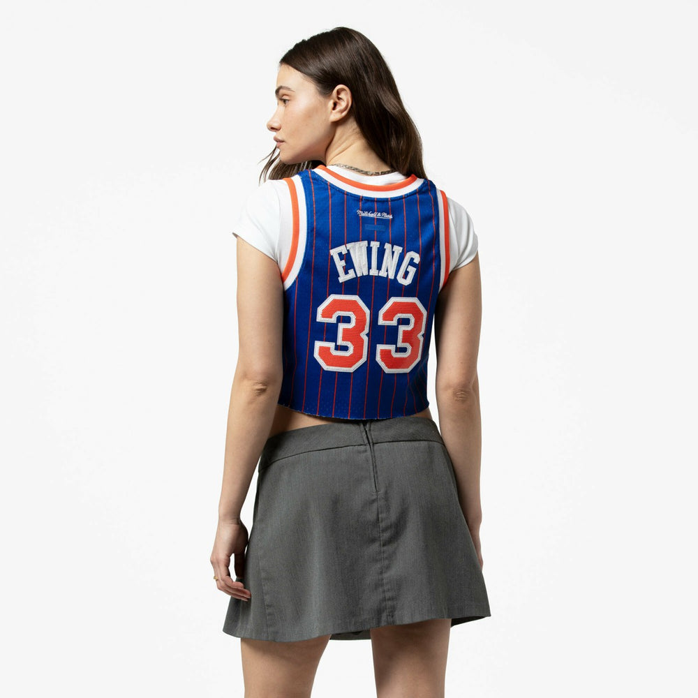 Patrick Ewing New York Knicks x DANNIJO Women's Fashion Cropped Basketball Jersey - Royal | Mitchell & Ness sale