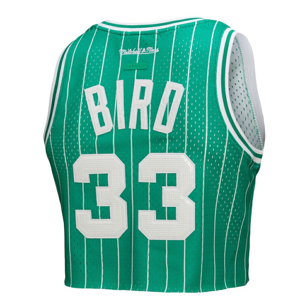 Larry Bird Boston Celtics x DANNIJO Women's Fashion Cropped Basketball Jersey - Kelly Green | Mitchell & Ness outlet