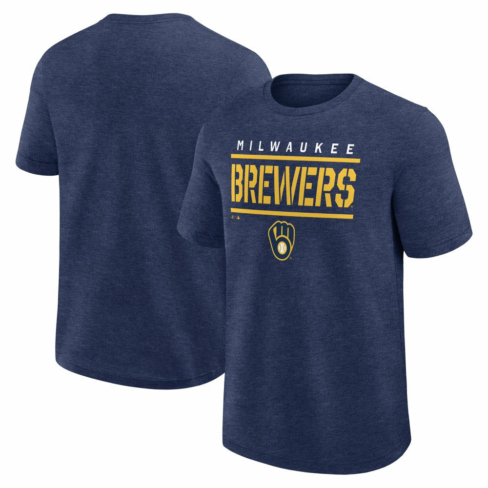 Milwaukee Brewers Logo Athletic Top Notch T-Shirt - Heather Navy