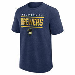 Milwaukee Brewers Logo Athletic Top Notch T-Shirt - Heather Navy