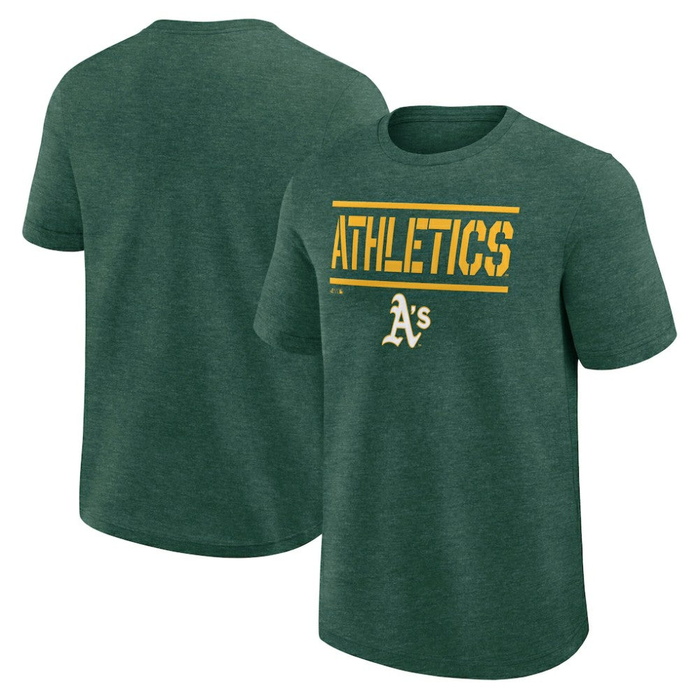 Athletics Logo Athletic Top Notch T-Shirt - Heather Green