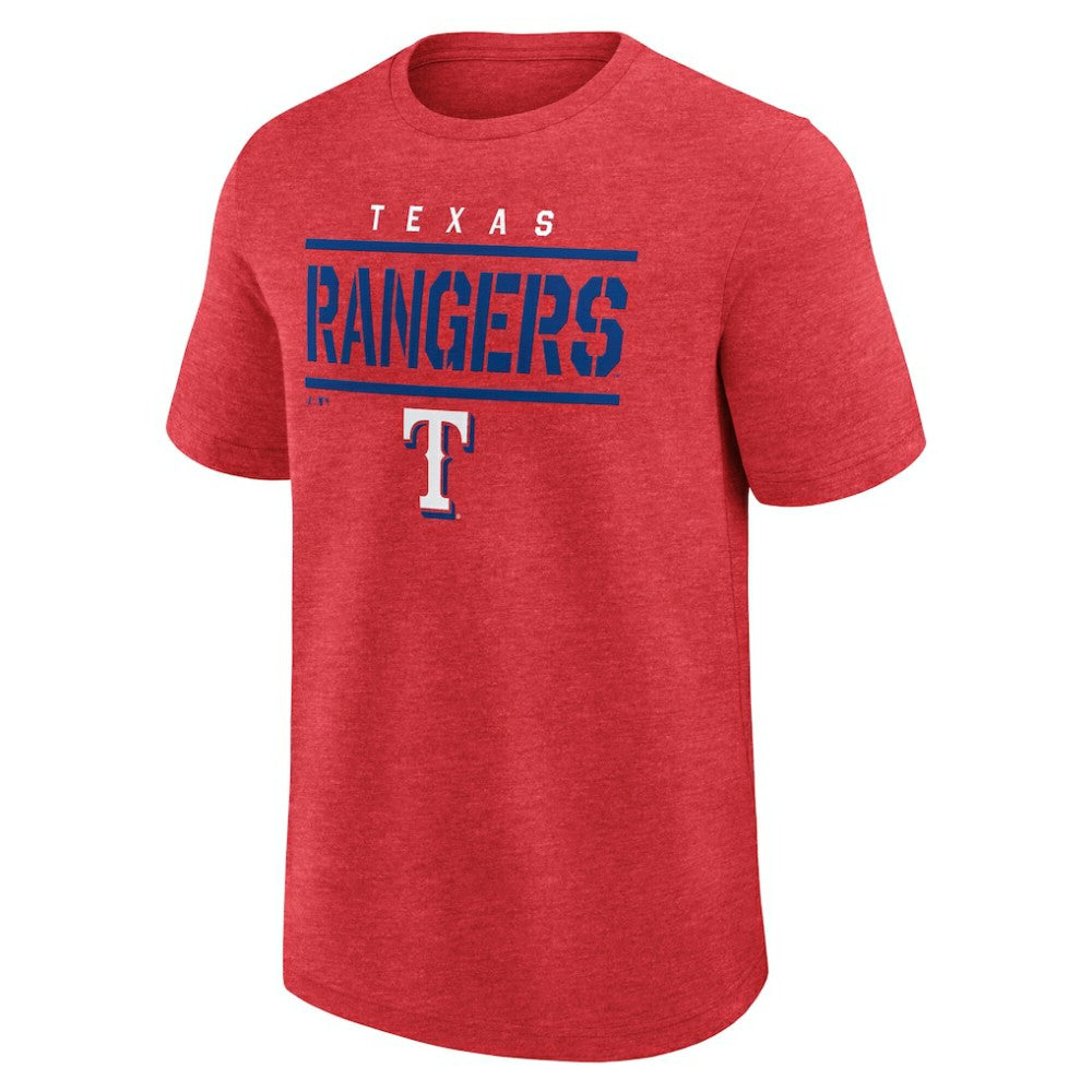 Texas Rangers Logo Athletic Top Notch T-Shirt - Heather Red
