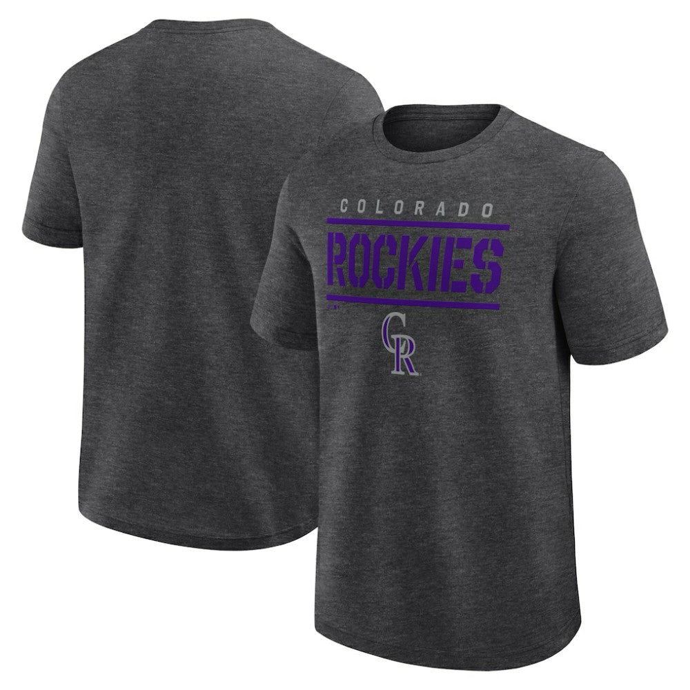 Colorado Rockies Logo Athletic Top Notch T-Shirt - Heather Charcoal