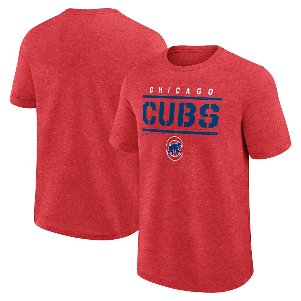 Chicago Cubs Logo Athletic Top Notch T-Shirt - Heather Red