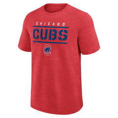Chicago Cubs Logo Athletic Top Notch T-Shirt - Heather Red