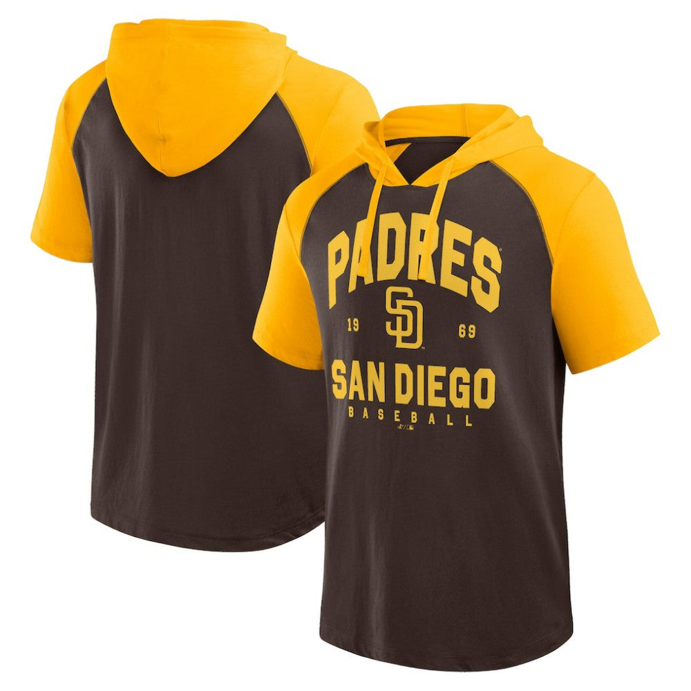 San Diego Padres Logo Athletic Prime Raglan Short Sleeve Hoodie T-Shirt - Brown