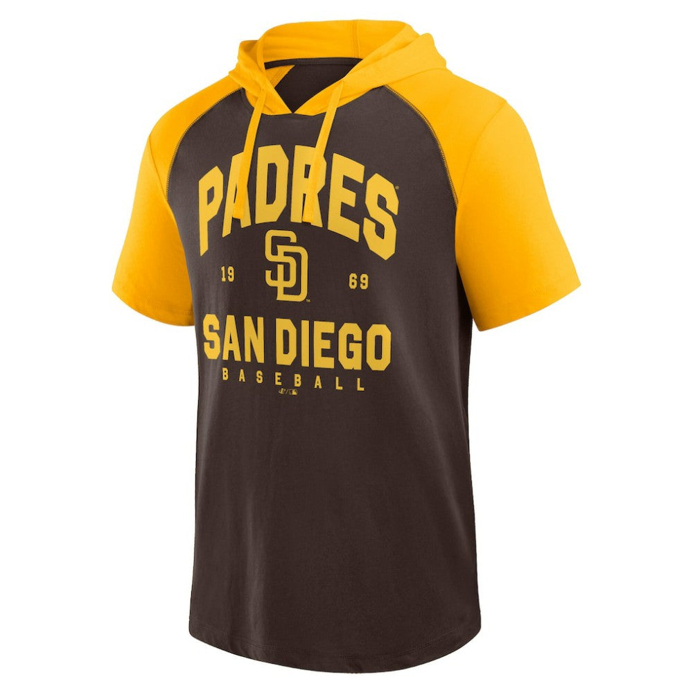 San Diego Padres Logo Athletic Prime Raglan Short Sleeve Hoodie T-Shirt - Brown