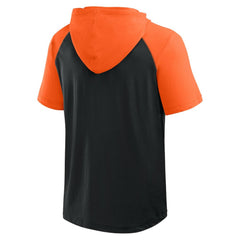 San Francisco Giants Logo Athletic Prime Raglan Short Sleeve Hoodie T-Shirt - Black
