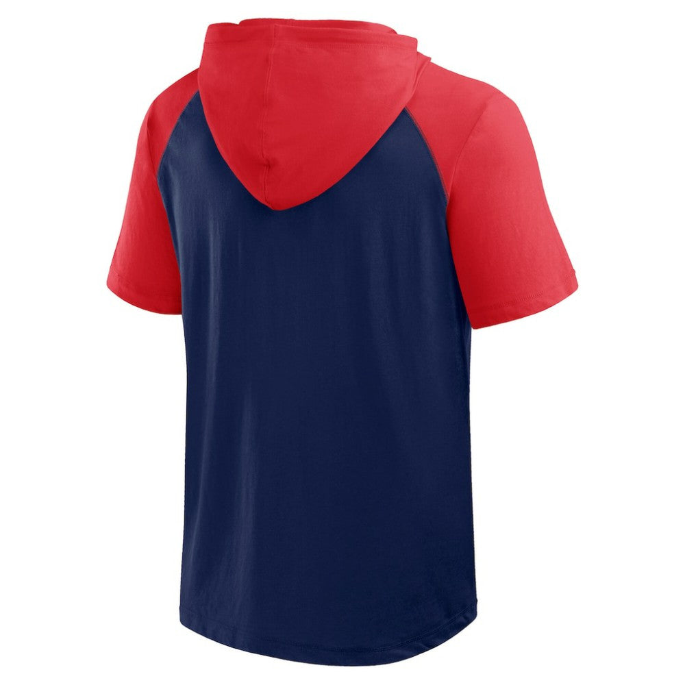 Boston Red Sox Logo Athletic Prime Raglan Short Sleeve Hoodie T-Shirt - Navy