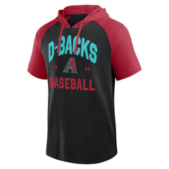 Arizona Diamondbacks Logo Athletic Prime Raglan Short Sleeve Hoodie T-Shirt - Black