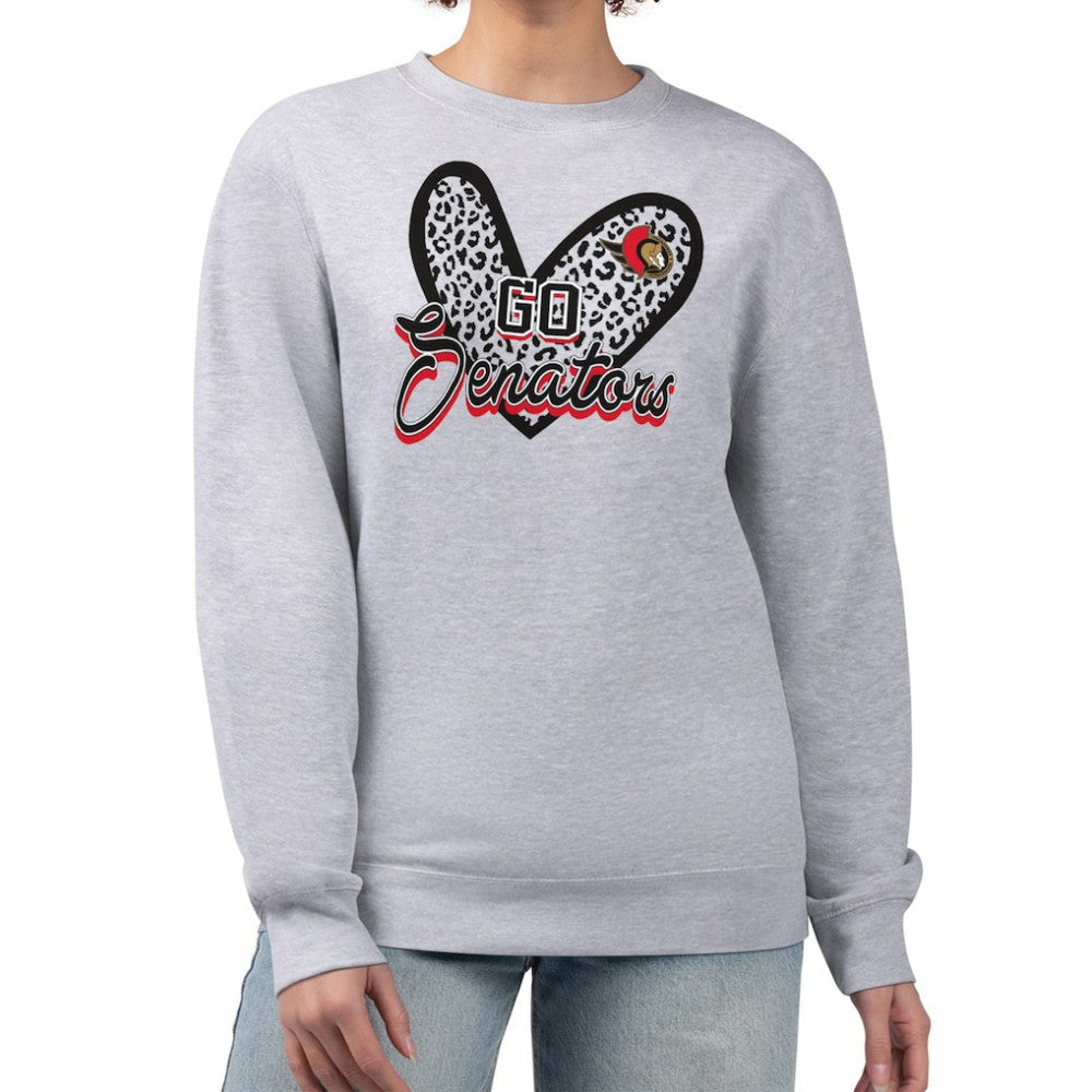 Ottawa Senators G-III 4Her by Carl Banks Women's Animal Print Heart Fleece Pullover Sweatshirt