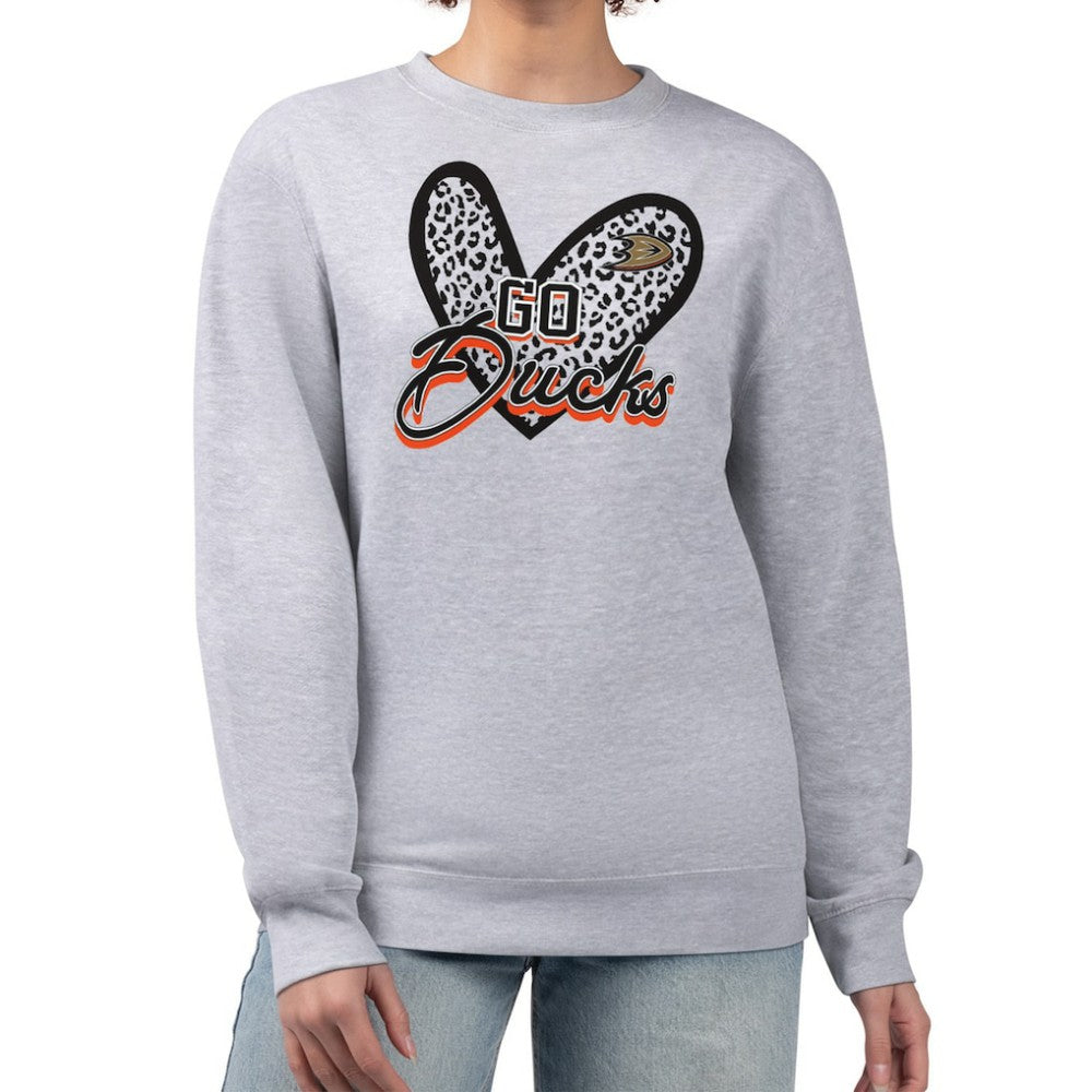 Anaheim Ducks G-III 4Her by Carl Banks Women's Animal Print Heart Fleece Pullover Sweatshirt