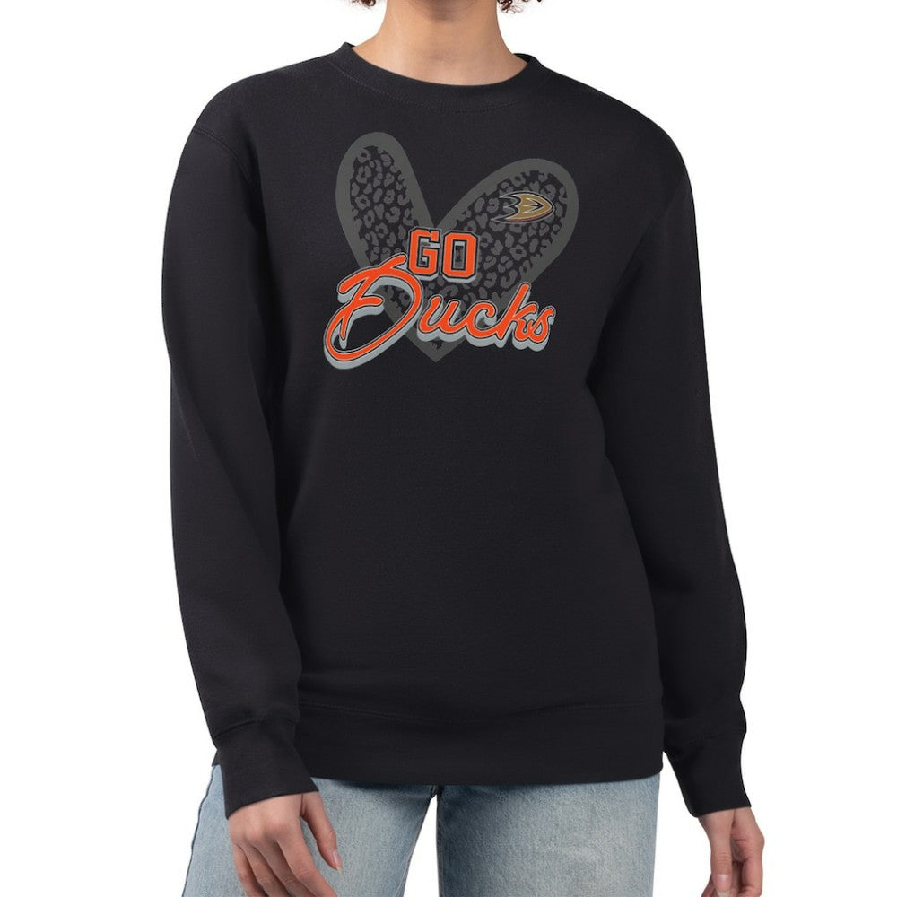 Anaheim Ducks G-III 4Her by Carl Banks Women's Animal Print Heart Fleece Pullover Sweatshirt