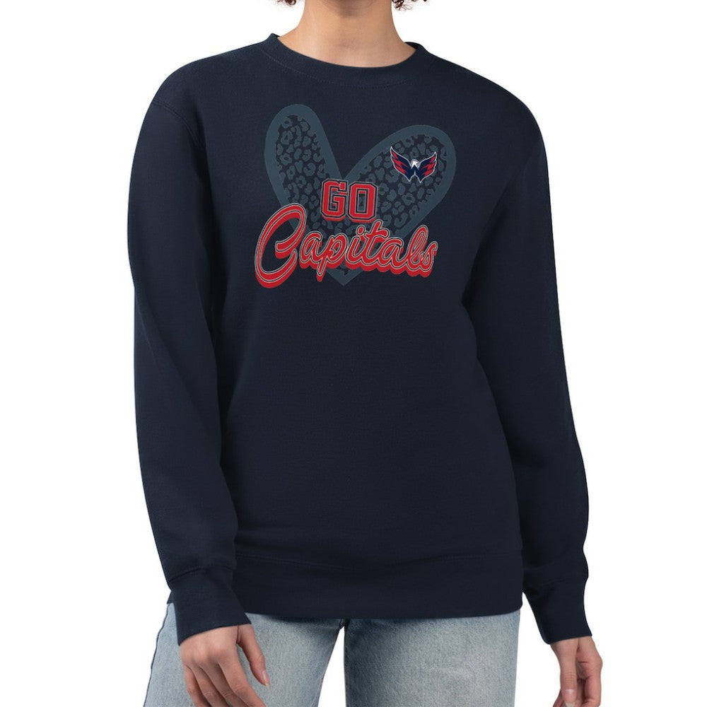 Washington Capitals G-III 4Her by Carl Banks Women's Animal Print Heart Fleece Pullover Sweatshirt