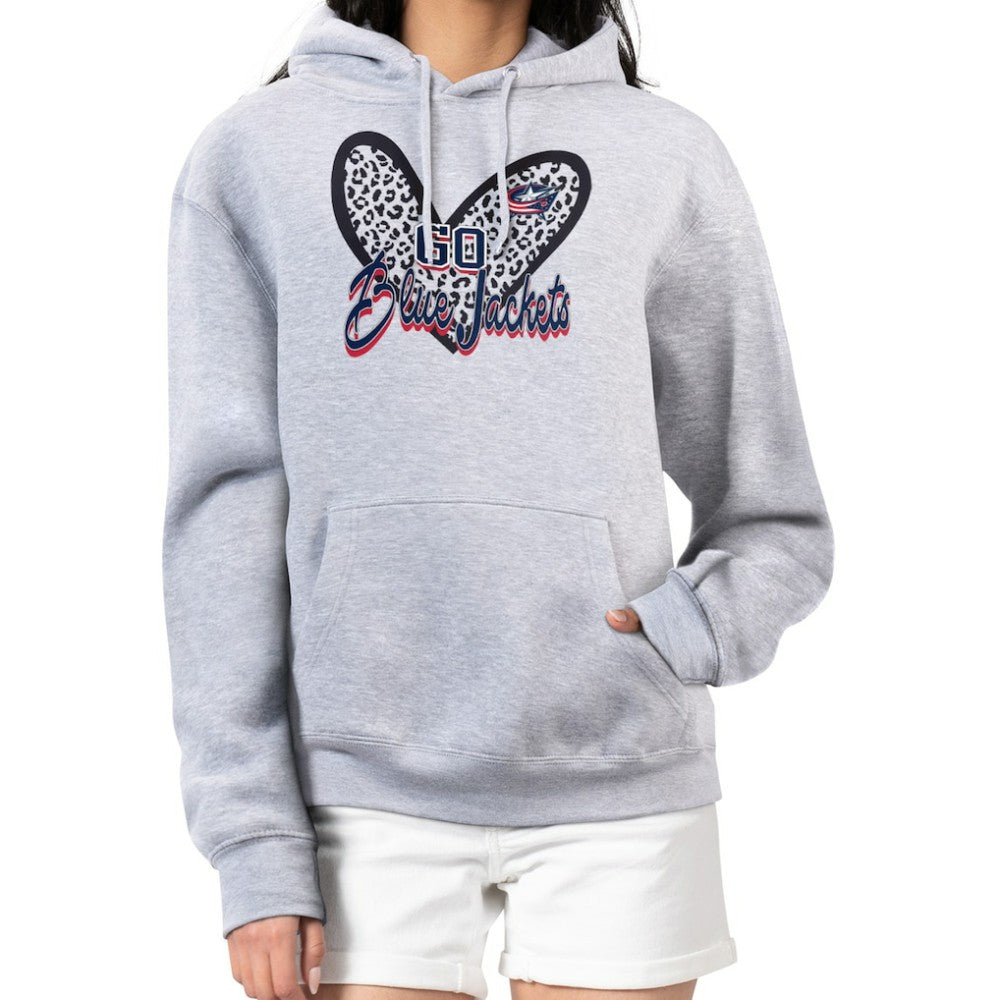 Columbus Blue Jackets G-III 4Her by Carl Banks Women's Animal Print Heart Fleece Pullover Hoodie