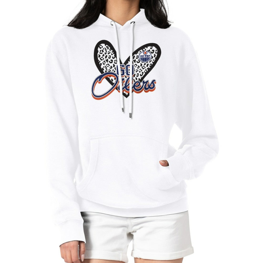 Edmonton Oilers G-III 4Her by Carl Banks Women's Animal Print Heart Fleece Pullover Hoodie