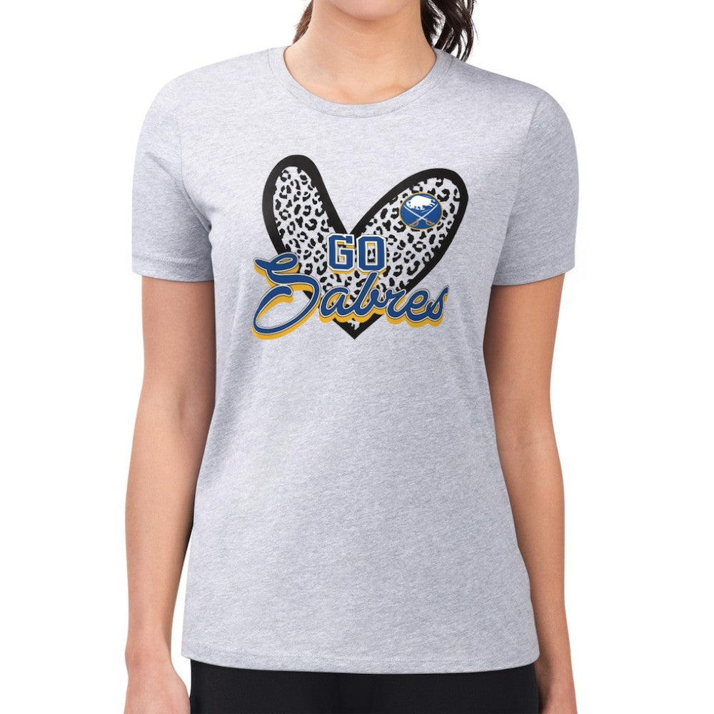 Buffalo Sabres G-III 4Her by Carl Banks Women's Super-Slim Fit Lightweight Animal Print Heart T-Shirt