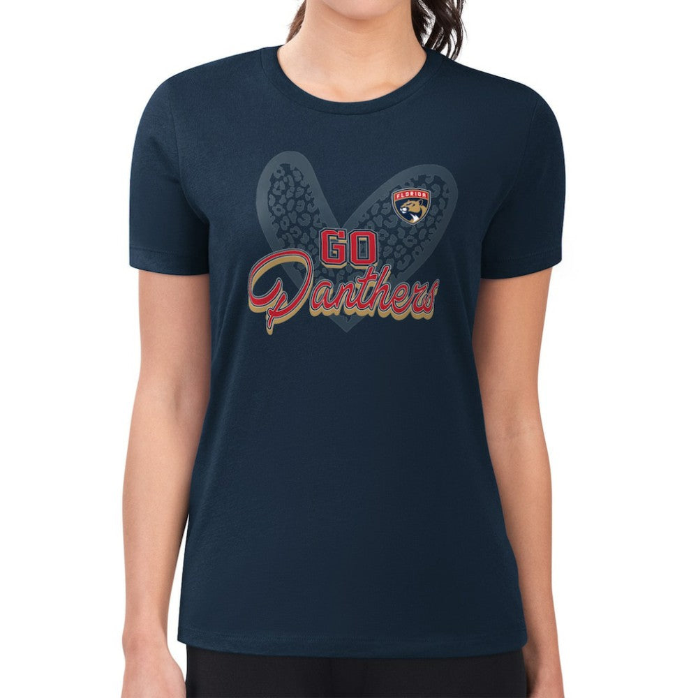 Florida Panthers G-III 4Her by Carl Banks Women's Super-Slim Fit Lightweight Animal Print Heart T-Shirt