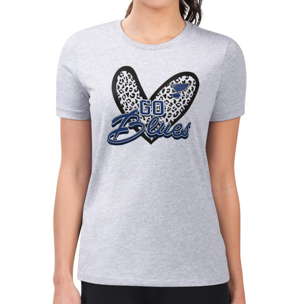 St. Louis Blues G-III 4Her by Carl Banks Women's Super-Slim Fit Lightweight Animal Print Heart T-Shirt