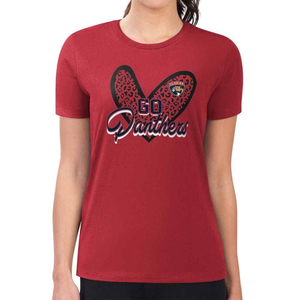 Florida Panthers G-III 4Her by Carl Banks Women's Super-Slim Fit Lightweight Animal Print Heart T-Shirt